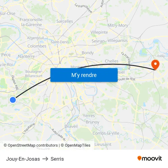 Jouy-En-Josas to Serris map