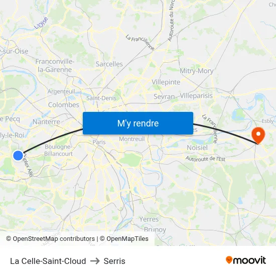 La Celle-Saint-Cloud to Serris map
