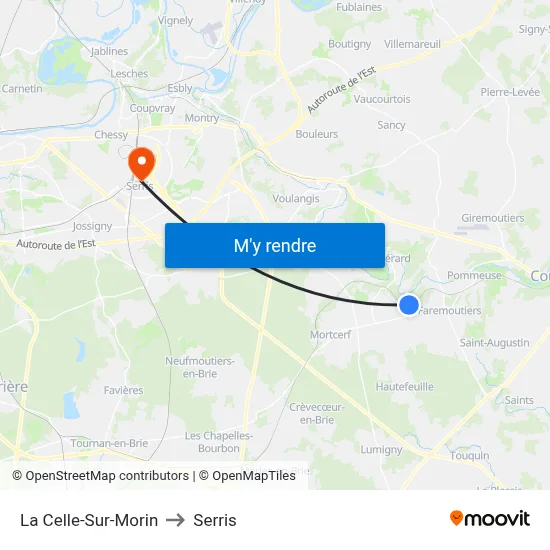 La Celle-Sur-Morin to Serris map