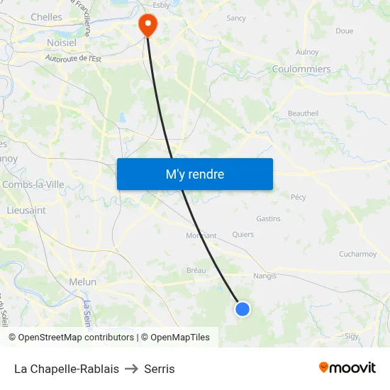 La Chapelle-Rablais to Serris map