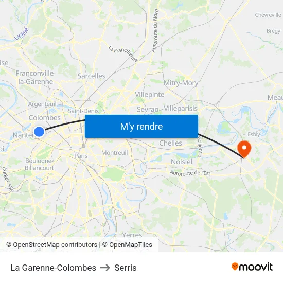 La Garenne-Colombes to Serris map