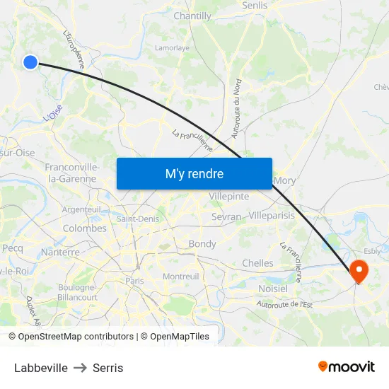 Labbeville to Serris map