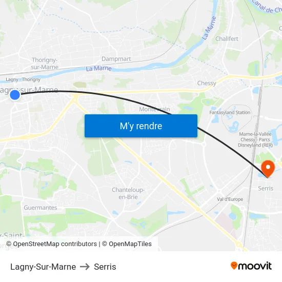 Lagny-Sur-Marne to Serris map