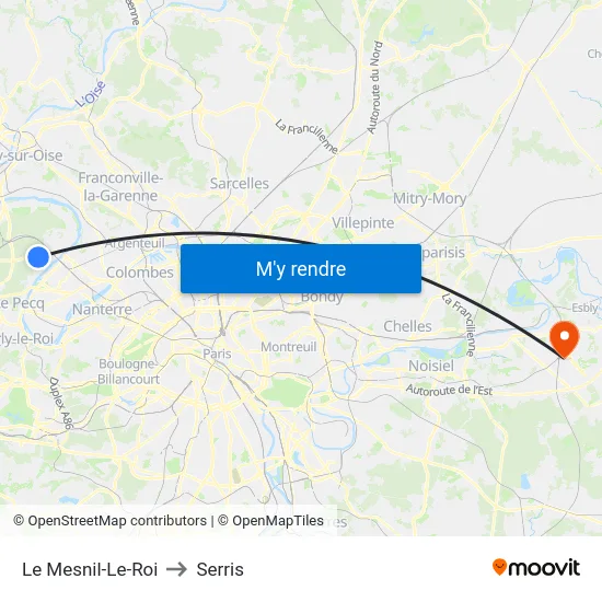 Le Mesnil-Le-Roi to Serris map