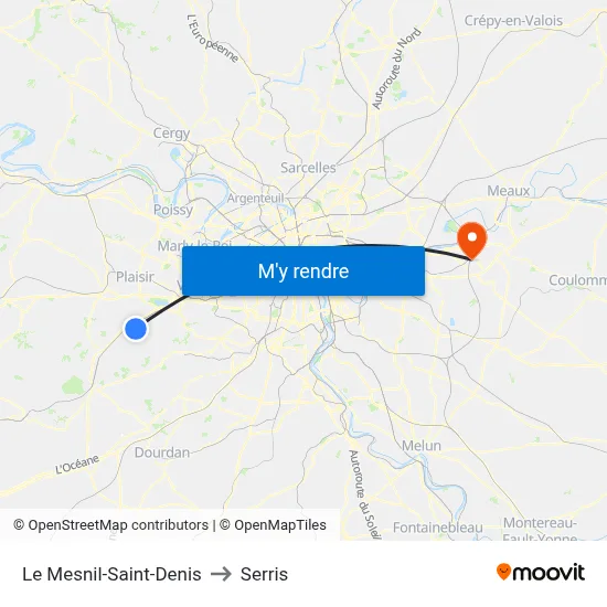 Le Mesnil-Saint-Denis to Serris map