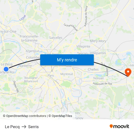 Le Pecq to Serris map