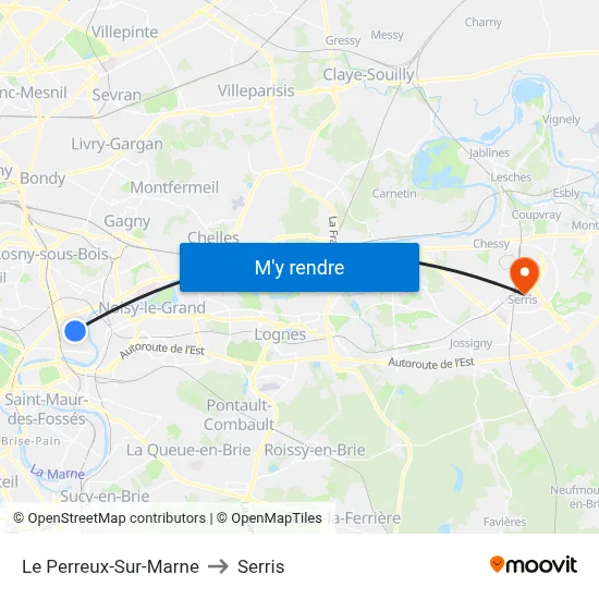 Le Perreux-Sur-Marne to Serris map