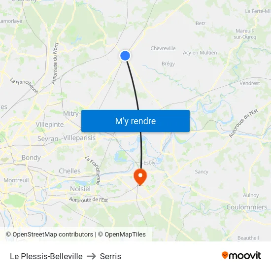 Le Plessis-Belleville to Serris map