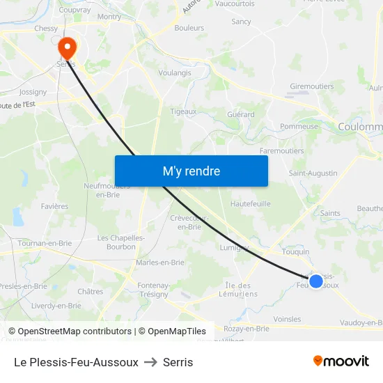 Le Plessis-Feu-Aussoux to Serris map