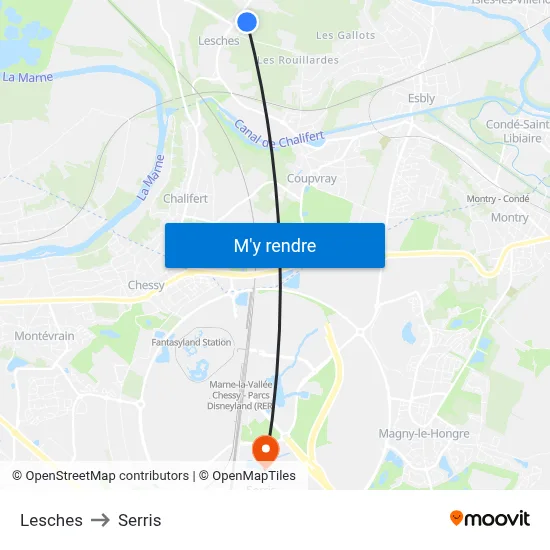 Lesches to Serris map