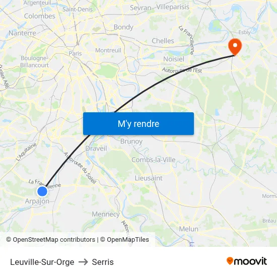 Leuville-Sur-Orge to Serris map