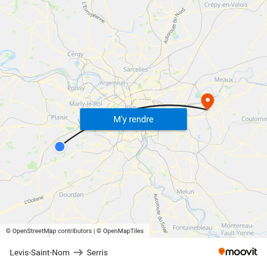 Levis-Saint-Nom to Serris map