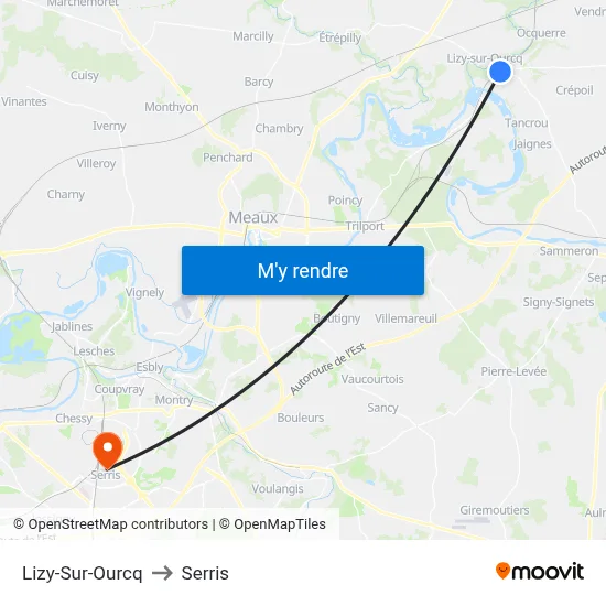 Lizy-Sur-Ourcq to Serris map