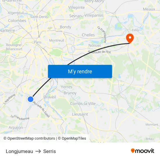 Longjumeau to Serris map