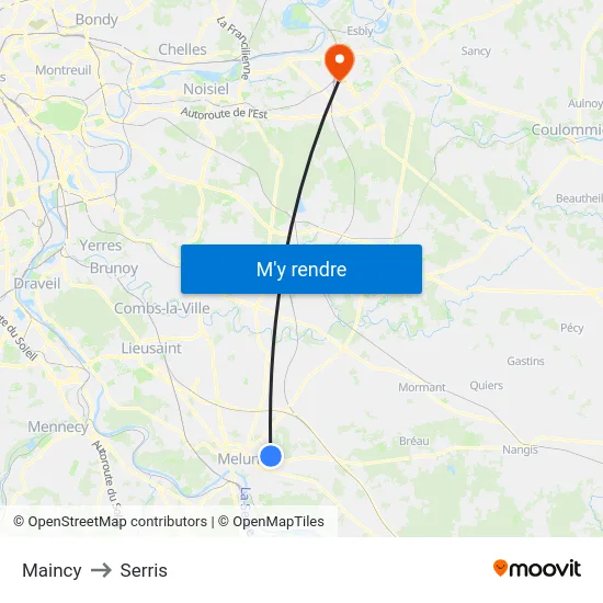 Maincy to Serris map
