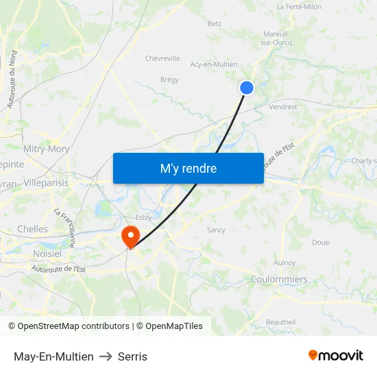 May-En-Multien to Serris map