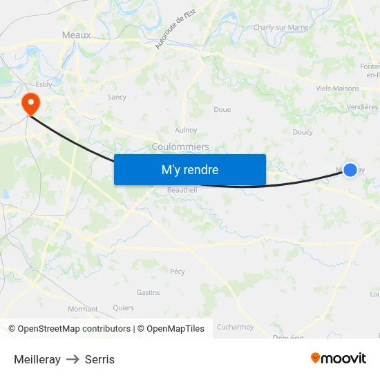 Meilleray to Serris map