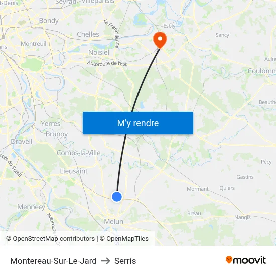 Montereau-Sur-Le-Jard to Serris map