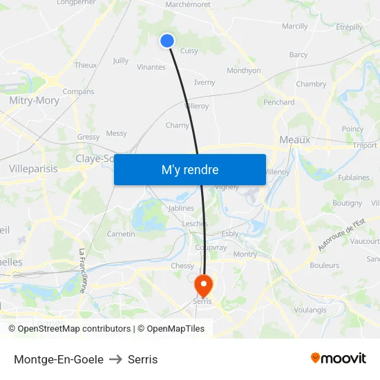 Montge-En-Goele to Serris map