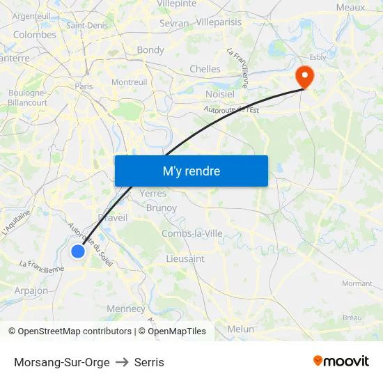 Morsang-Sur-Orge to Serris map