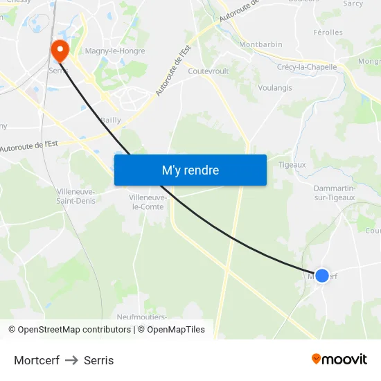 Mortcerf to Serris map