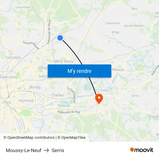 Moussy-Le-Neuf to Serris map
