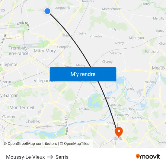 Moussy-Le-Vieux to Serris map