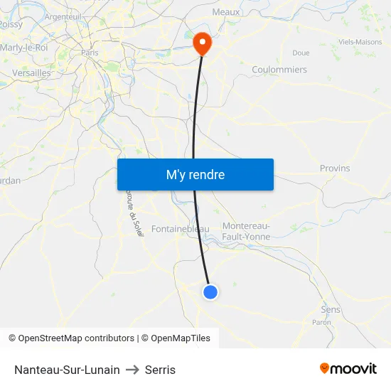 Nanteau-Sur-Lunain to Serris map