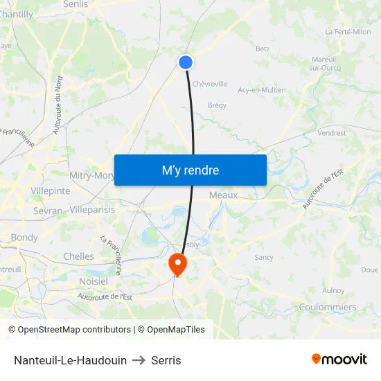 Nanteuil-Le-Haudouin to Serris map