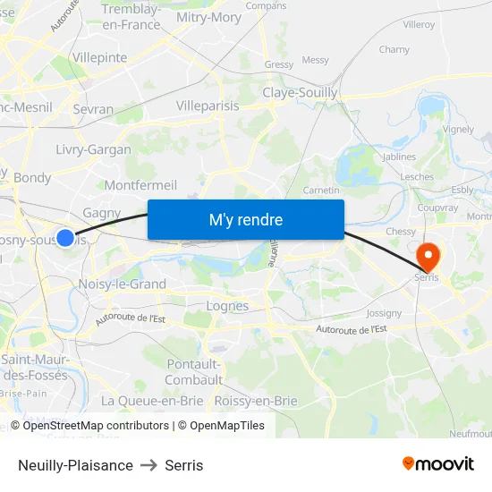 Neuilly-Plaisance to Serris map