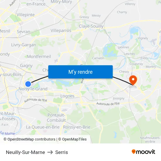 Neuilly-Sur-Marne to Serris map