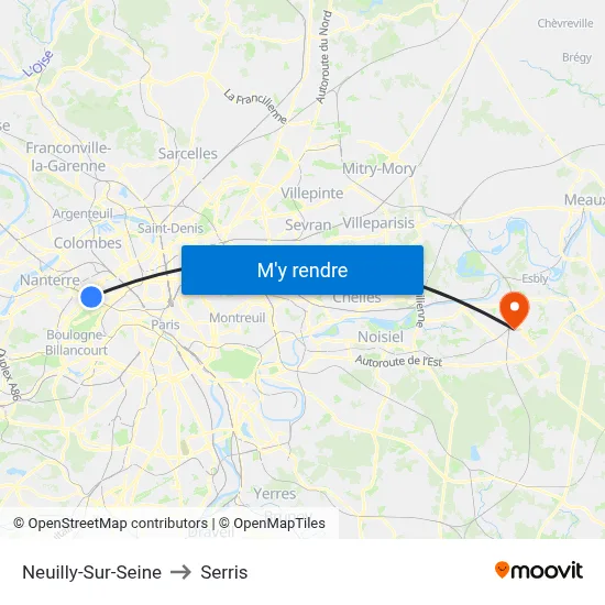 Neuilly-Sur-Seine to Serris map
