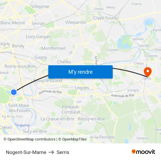 Nogent-Sur-Marne to Serris map