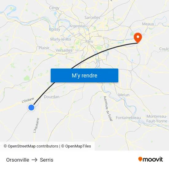 Orsonville to Serris map