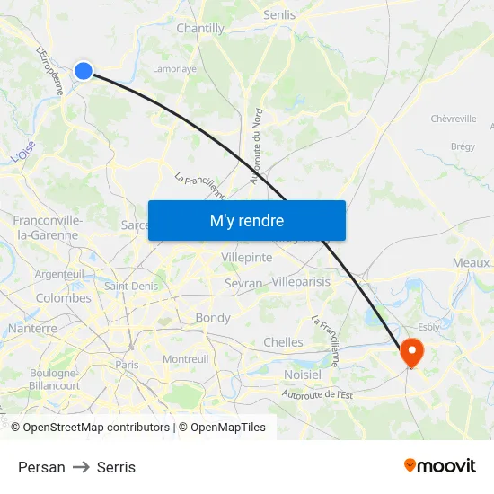 Persan to Serris map