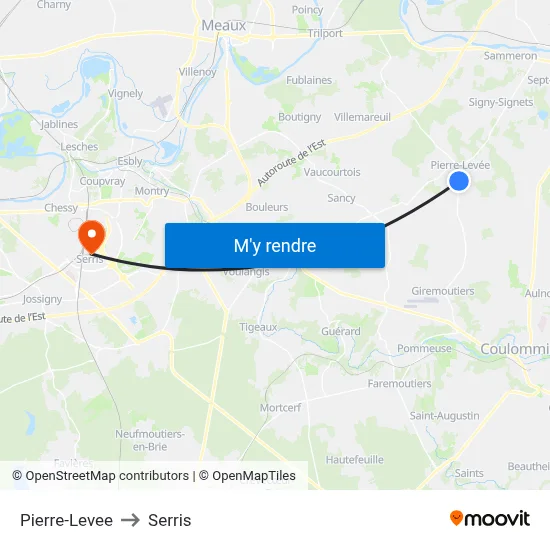 Pierre-Levee to Serris map