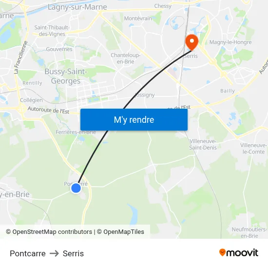 Pontcarre to Serris map