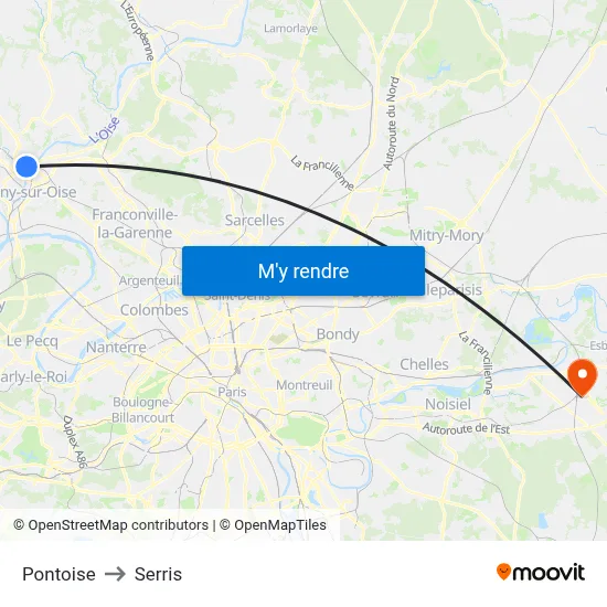 Pontoise to Serris map