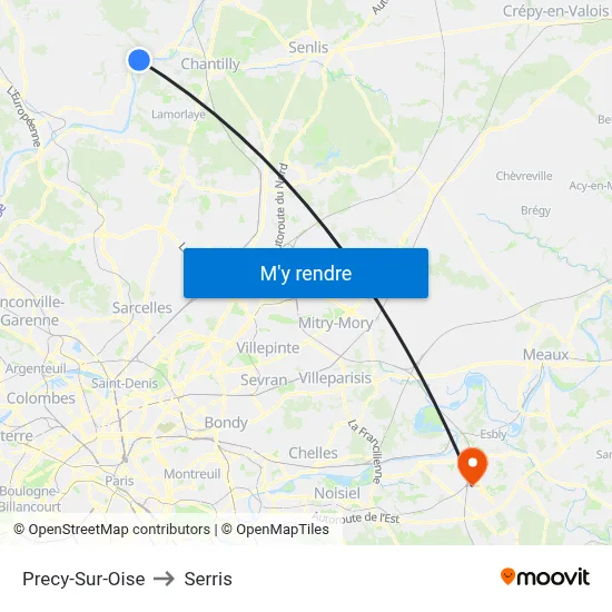 Precy-Sur-Oise to Serris map
