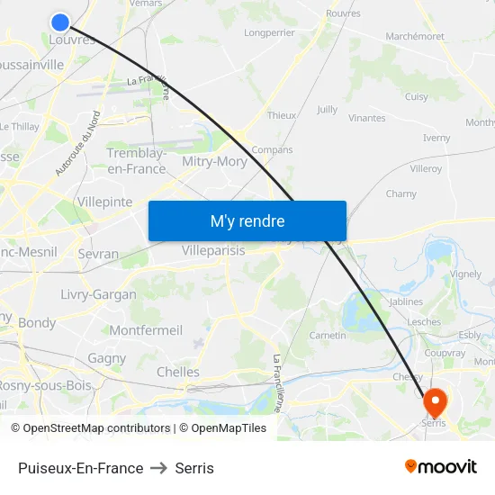 Puiseux-En-France to Serris map