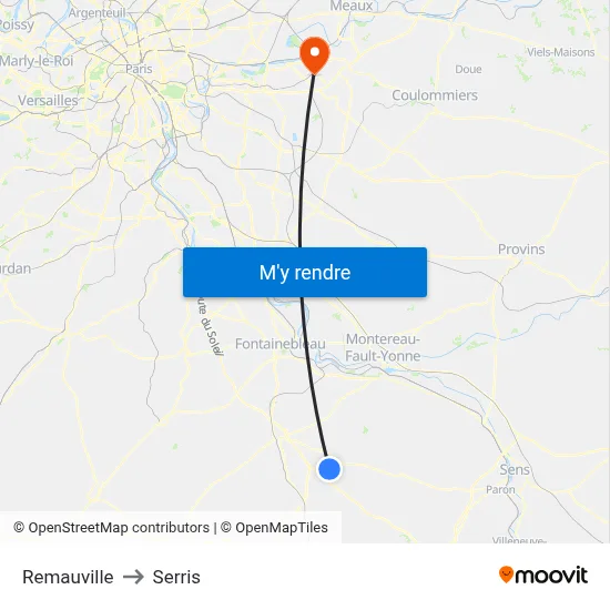 Remauville to Serris map