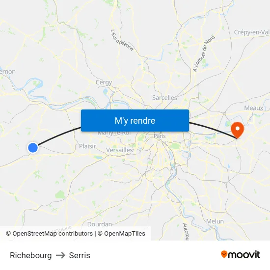 Richebourg to Serris map