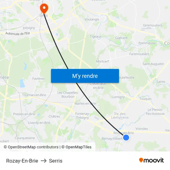 Rozay-En-Brie to Serris map