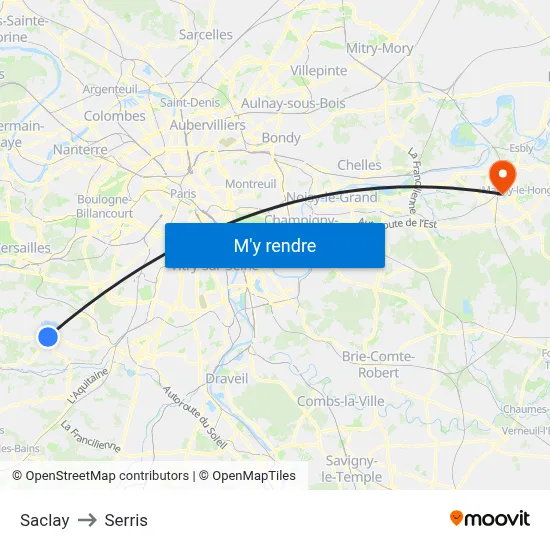 Saclay to Serris map