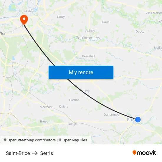 Saint-Brice to Serris map