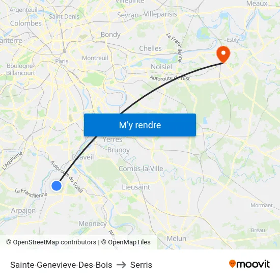 Sainte-Genevieve-Des-Bois to Serris map