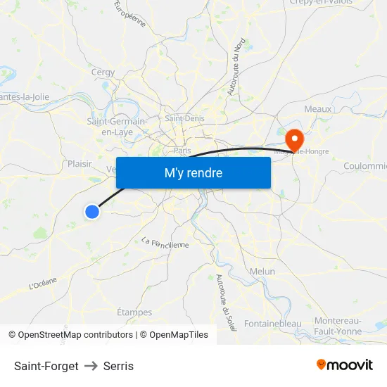 Saint-Forget to Serris map