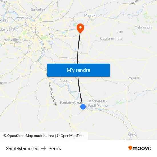 Saint-Mammes to Serris map
