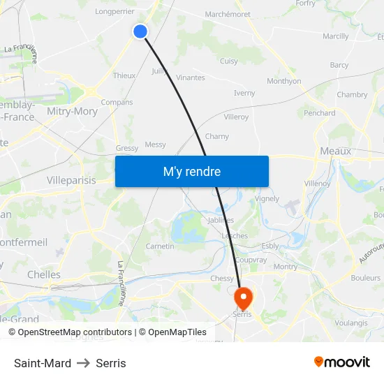 Saint-Mard to Serris map