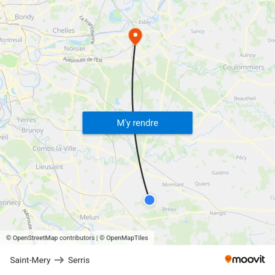 Saint-Mery to Serris map